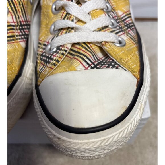 Converse All Star Sneakers Yellow Plaid LowTop Shoes Wm 7 Canvas Casual Classic - Picture 9 of 14